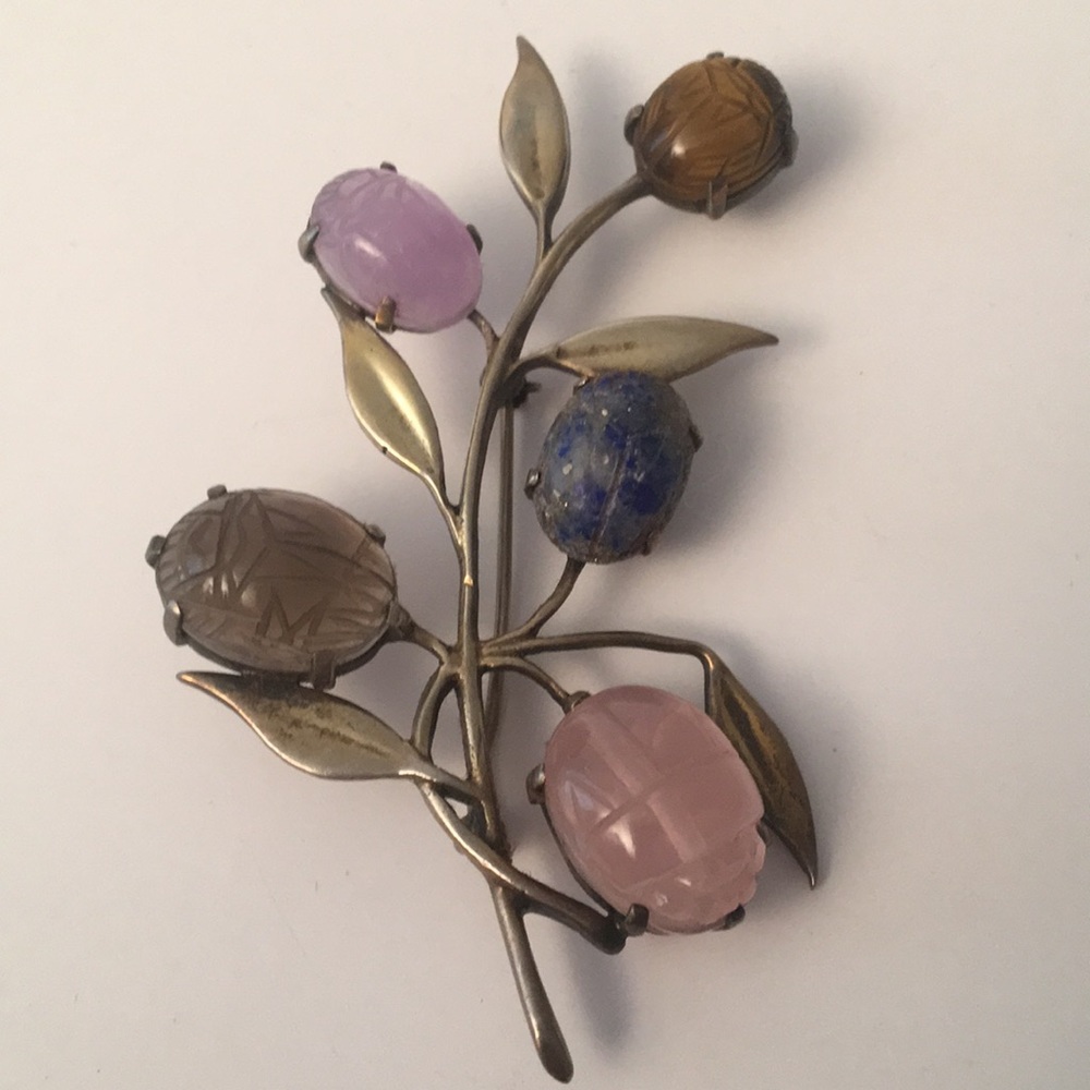Walter Lampl Sterling Silver Carved Flower Brooch